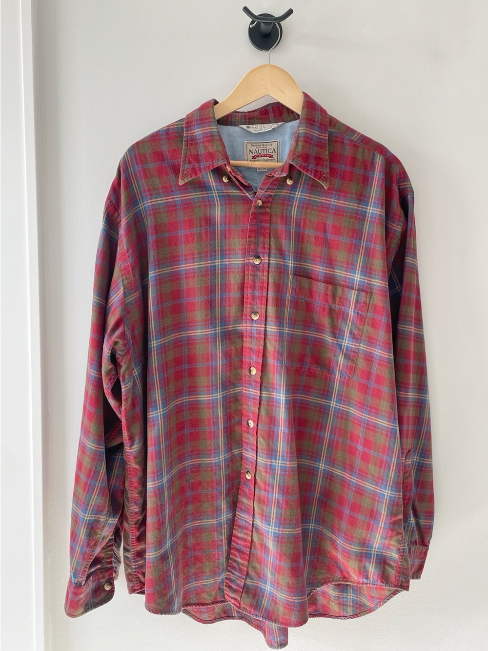 Nautica Men’s XL 100% Cotton Plaid Button‑Up Made in USA